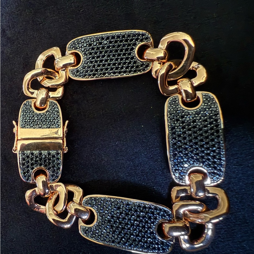 Beautiful Bronzo Italia Rose Gold Color Bronze Black Spinal Bracelet